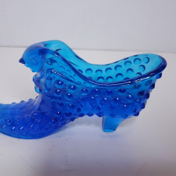 Cobalt blue hobnail slipper with cat head - Picture 2 of 9